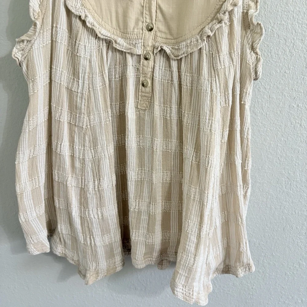 Pilcro Anthropologie Textured Babydoll Tunic Top Large Ruffle Cottagecore Boho - Picture 5 of 14